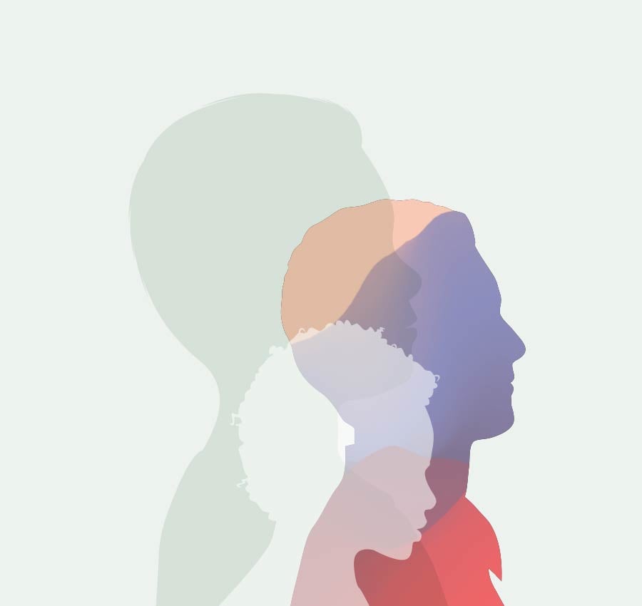 Colorful silhouette of people
